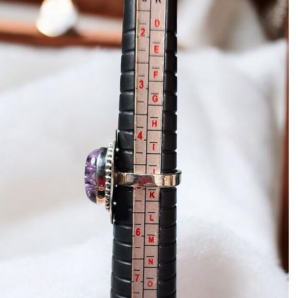 Estate Charoite Purple Gemstone Silver 925 Vintage Ring Size 5 - Picture 3 of 5